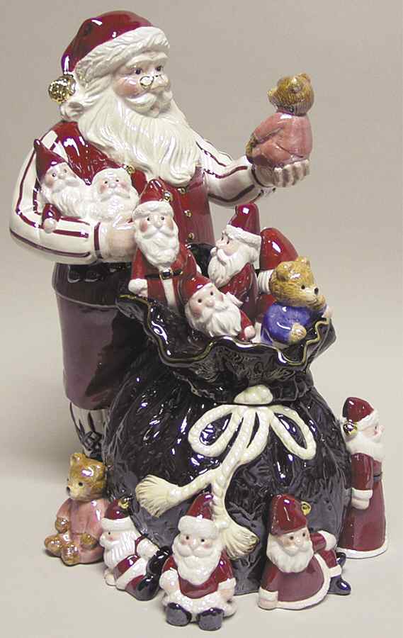 Holiday Heirloom Cookie Jars Santa Claus Blue Bag-Musical - Boxed by Waterford China-1