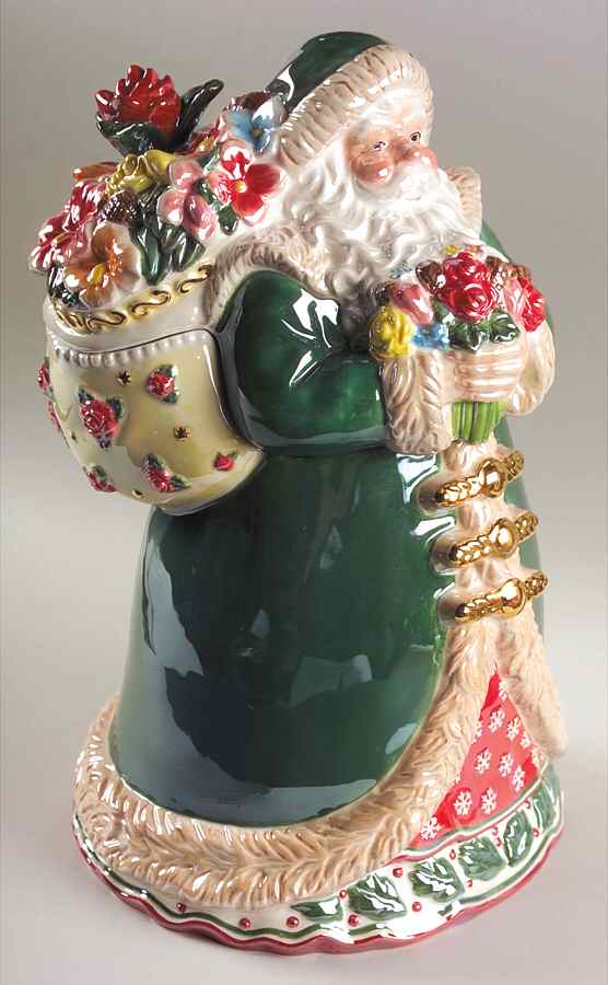 Holiday Heirloom Cookie Jars Poinsettia Santa-Musical - Boxed by Waterford China-1