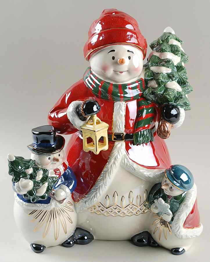 Holiday Heirloom Cookie Jars Snowman Family Outing - Boxed by Waterford China-1