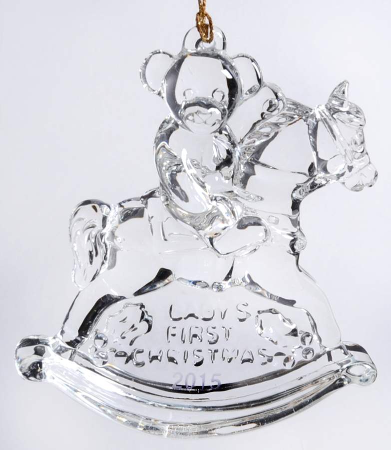 Marquis Baby's First Christmas Bear On Rocking Horse - No Box by Waterford Crystal-1