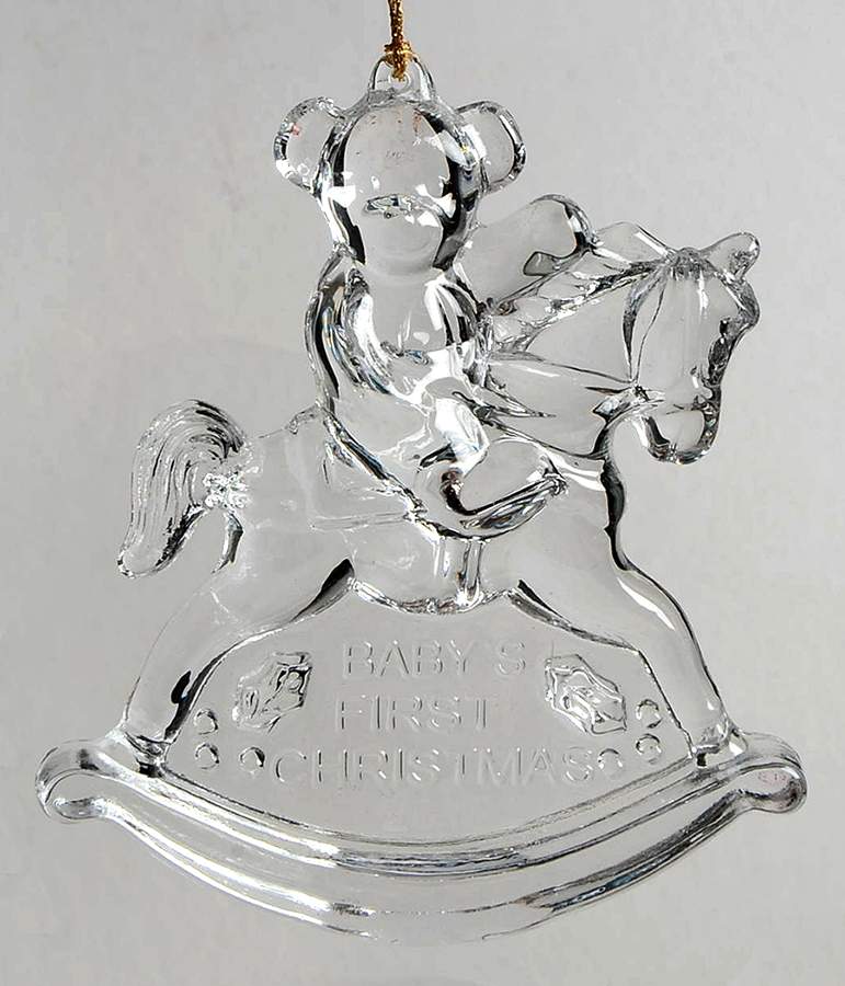 Marquis Baby's First Christmas Bear On Rocking Horse - Boxed by Waterford Crystal-1