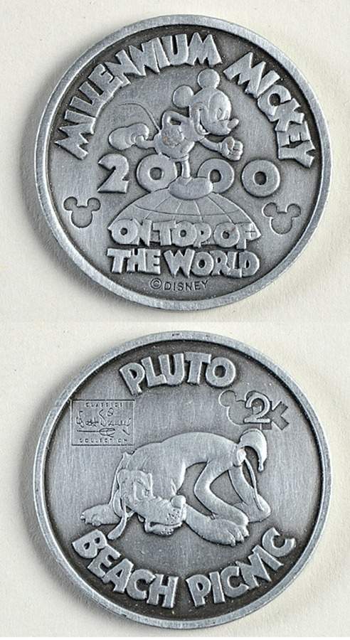 Collector Society Giftware Mickey-Millenium/On Top-Coin - No Box by Walt Disney Classics-1