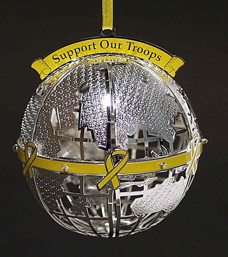 Wallace Christmas Ornament Support Our Troops-Uso Charity - With Box by Wallace Silver-1