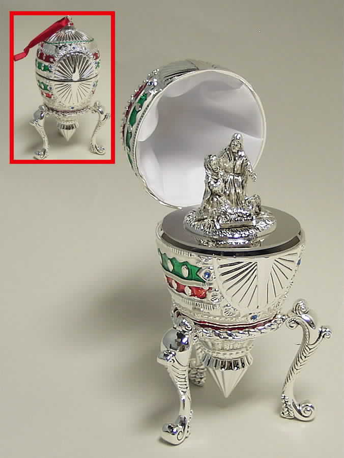 Wallace Silver Giftware Nativity Musical Egg-Silent Night - Boxed by Wallace Silver-1