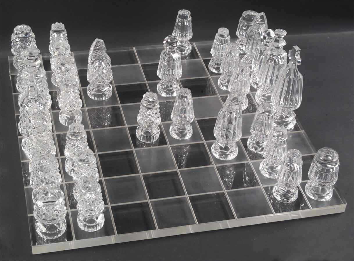 Waterford Crystal Chess Set Chess Set W/ Board-33 Pieces - No Box by Waterford Crystal-1