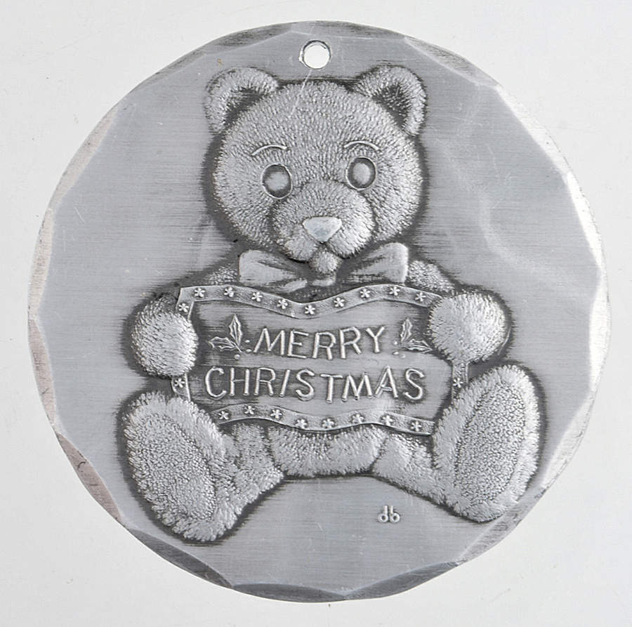 Annual Aluminum Ornament Teddy Bear - Boxed by Wendell August-1