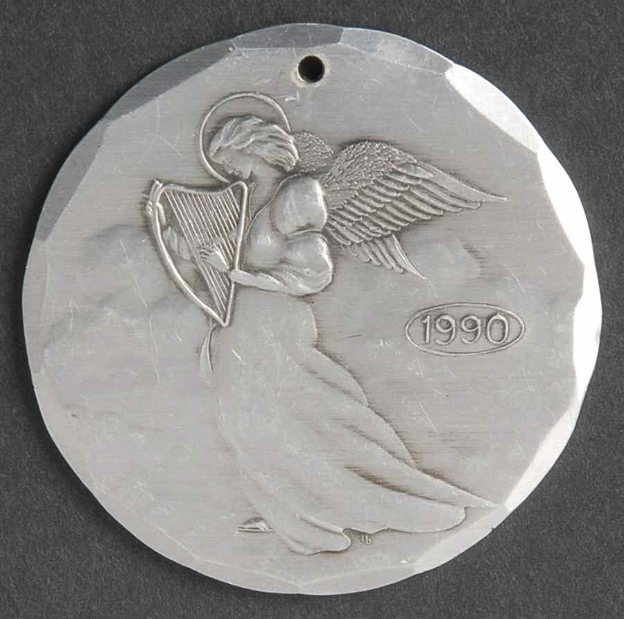 Annual Aluminum Ornament Angel With Harp - Boxed by Wendell August-1