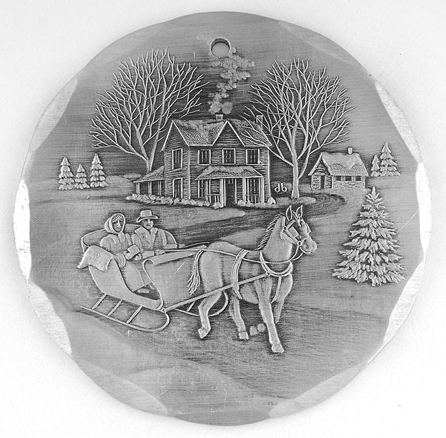 Annual Aluminum Ornament One Horse Open Sleigh - With Box by Wendell August-1