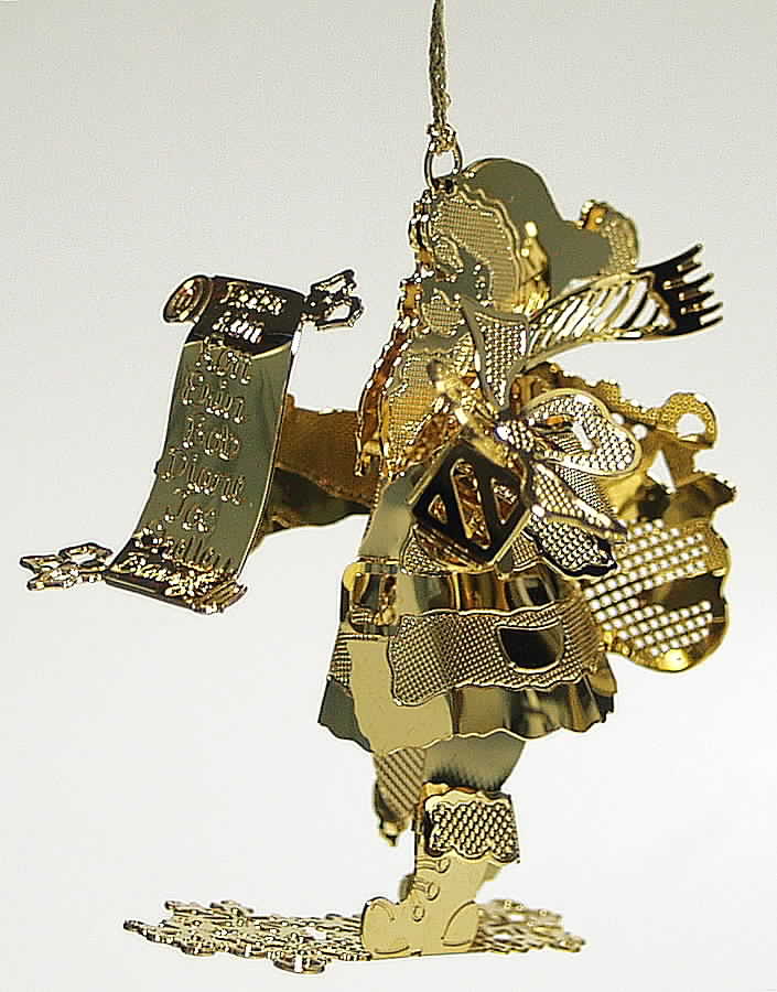 Etched Goldplated Ornaments Santa With List - Boxed by Wallace Silver-1