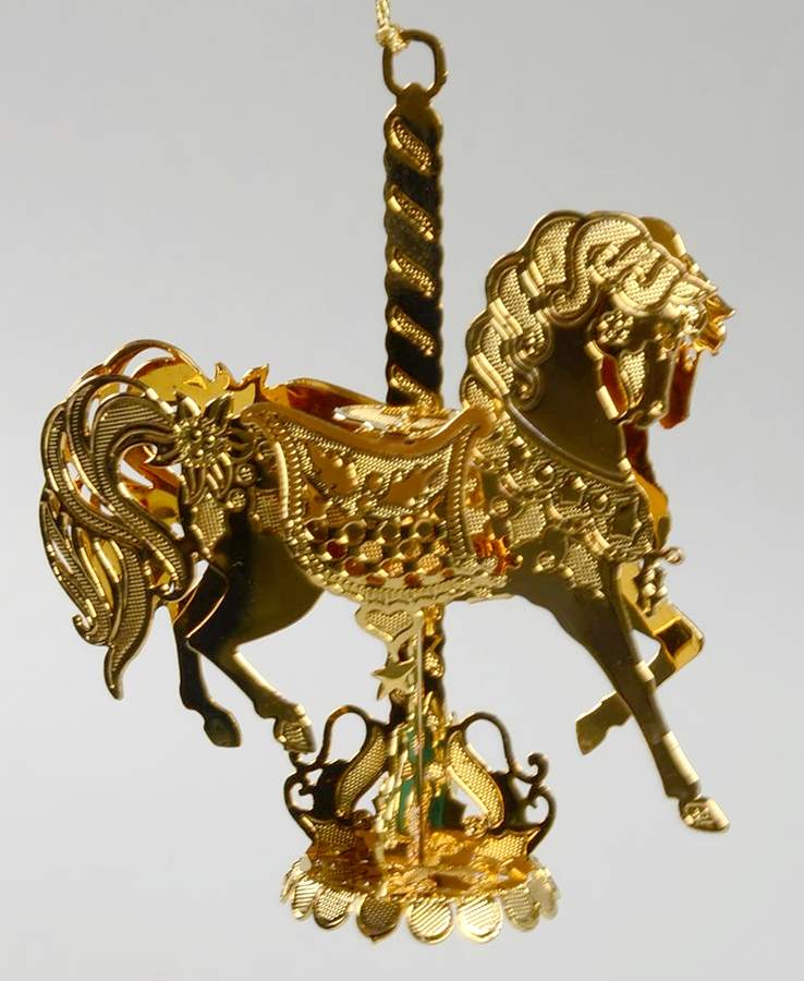 Etched Goldplated Ornaments Carousel Horse - Boxed by Wallace Silver-1