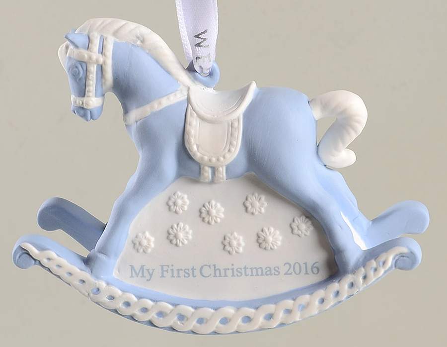 Baby's First Christmas Baby's 1st Rocking Horse-Blue - Boxed by Wedgwood-1