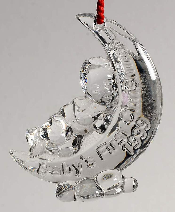 Baby's First Christmas-Exclusive Baby On Moon-1999 - No Box by Waterford Crystal-1