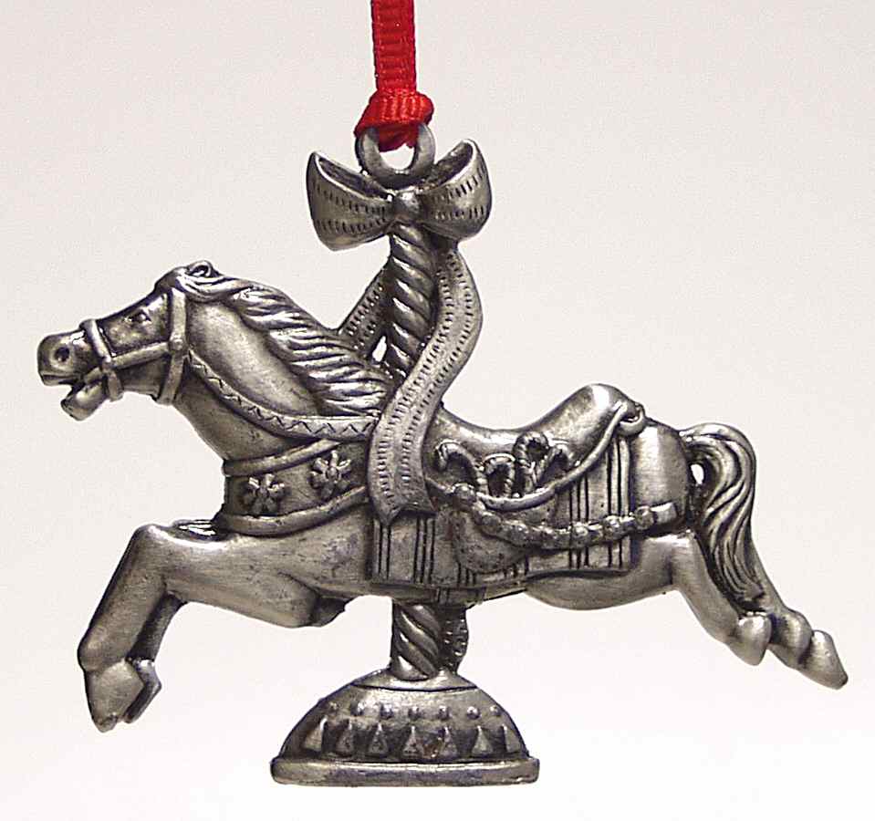 Wallace Pewter Christmas Ornament Carousel Horse - Boxed by Wallace Silver-1