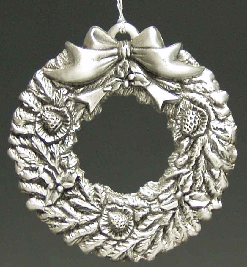 Wallace Pewter Christmas Ornament Christmas Wreath - With Box by Wallace Silver-1