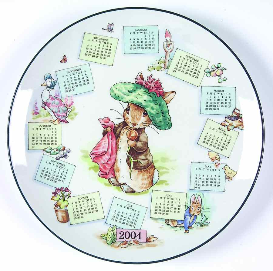 Peter Rabbit Calendar Plate 2004 - No Box by Wedgwood-1