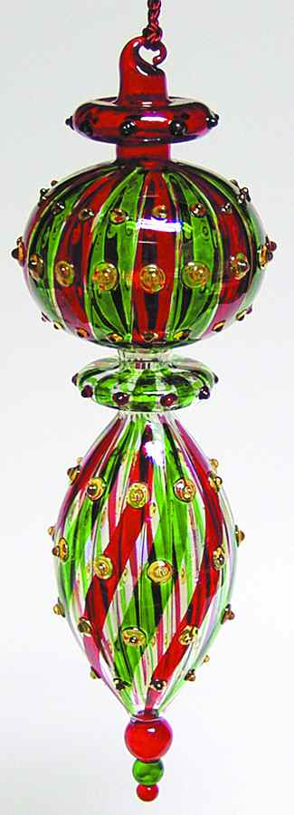 Venetian Collection-Marquis Venetian Red/Green Stripe Spire - No Box by Waterford Crystal-1