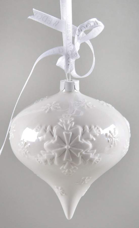 Jasperware Ball Ornaments Snowflake-White, Design B - Boxed by Wedgwood-1