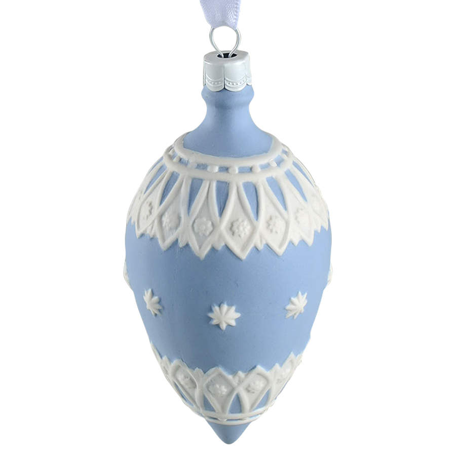 Jasperware Ball Ornaments Neoclassical Teardrop Blue - Boxed by Wedgwood-1