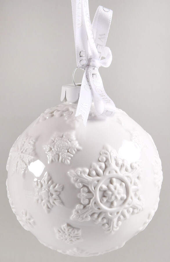 Jasperware Ball Ornaments White Snowflake Ball - Boxed by Wedgwood-1