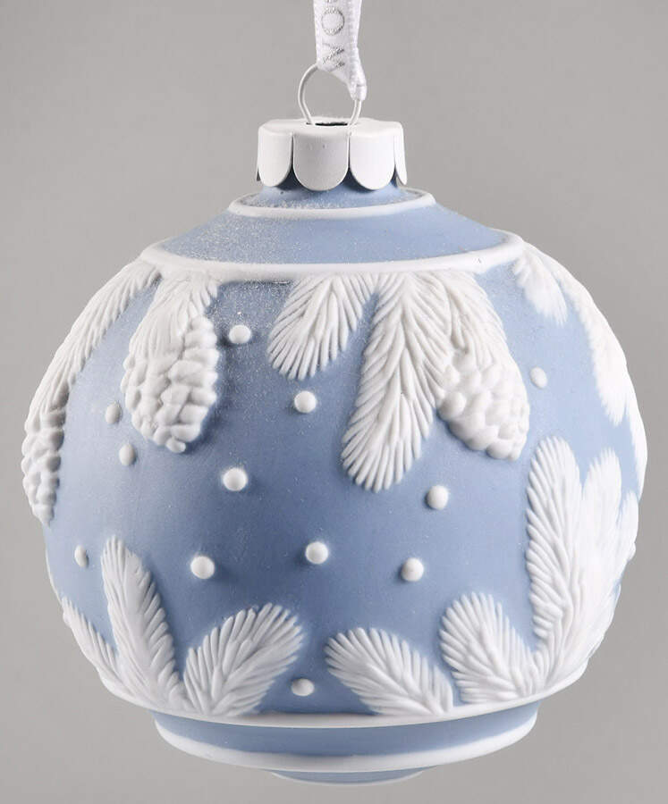 Jasperware Ball Ornaments Pine Cone-Blue (Plain Top&Btm) - Boxed by Wedgwood-1