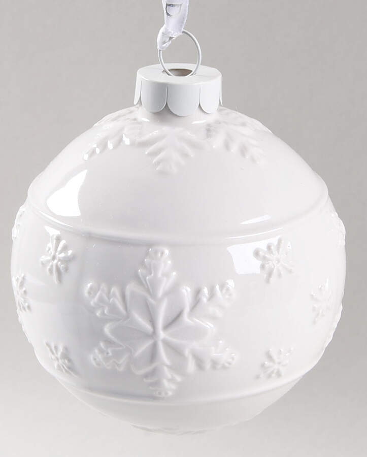 Jasperware Ball Ornaments Snowflake Ball-White-Round - Boxed by Wedgwood-1