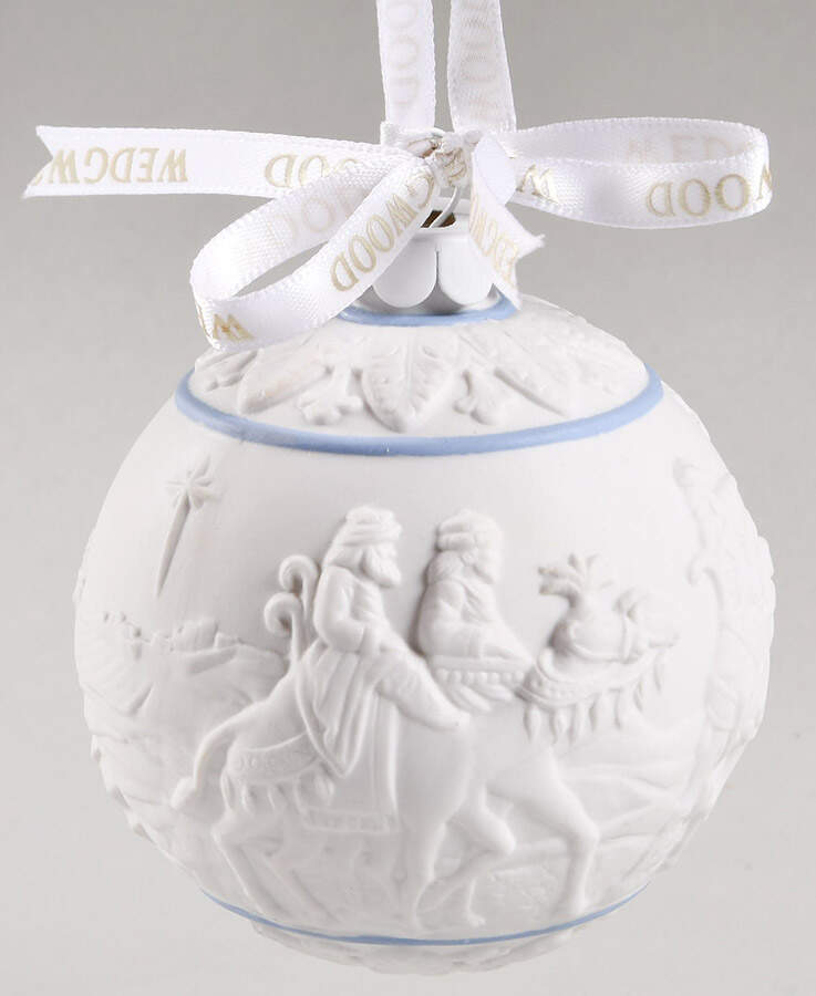 Jasperware Ball Ornaments Three Wise Men - White - Boxed by Wedgwood-1