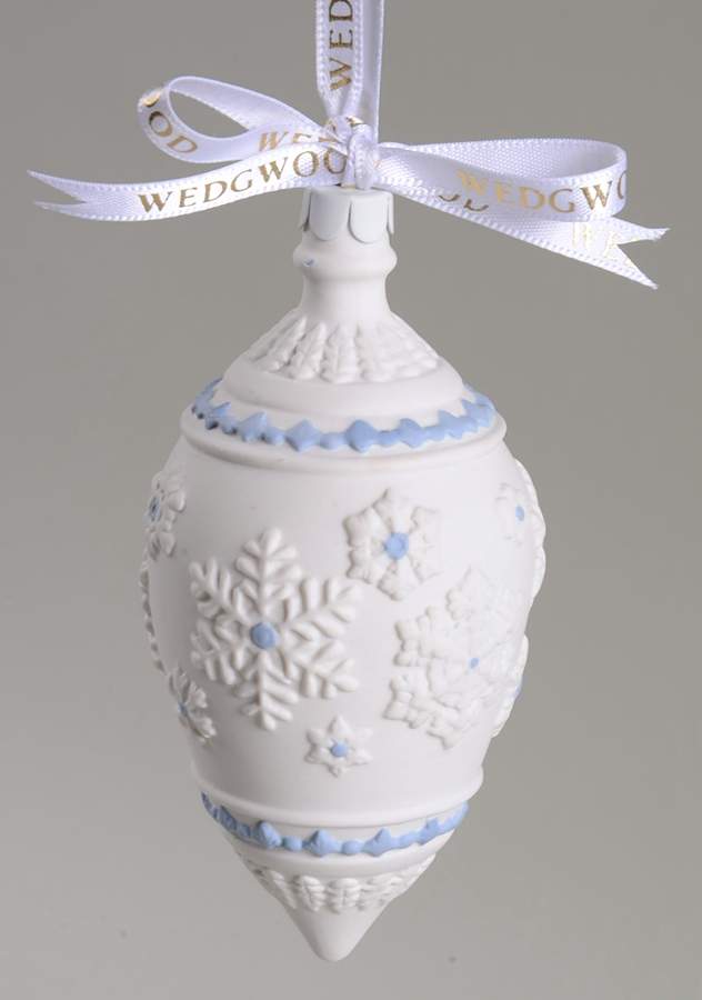 Jasperware Ball Ornaments Snowflake Teardrop - Boxed by Wedgwood-1
