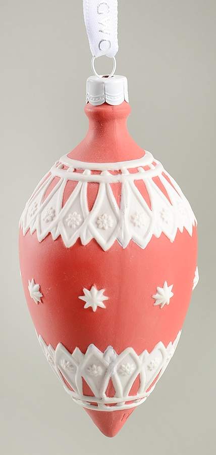 Jasperware Ball Ornaments Neoclassical Teardrop Red - Boxed by Wedgwood-1