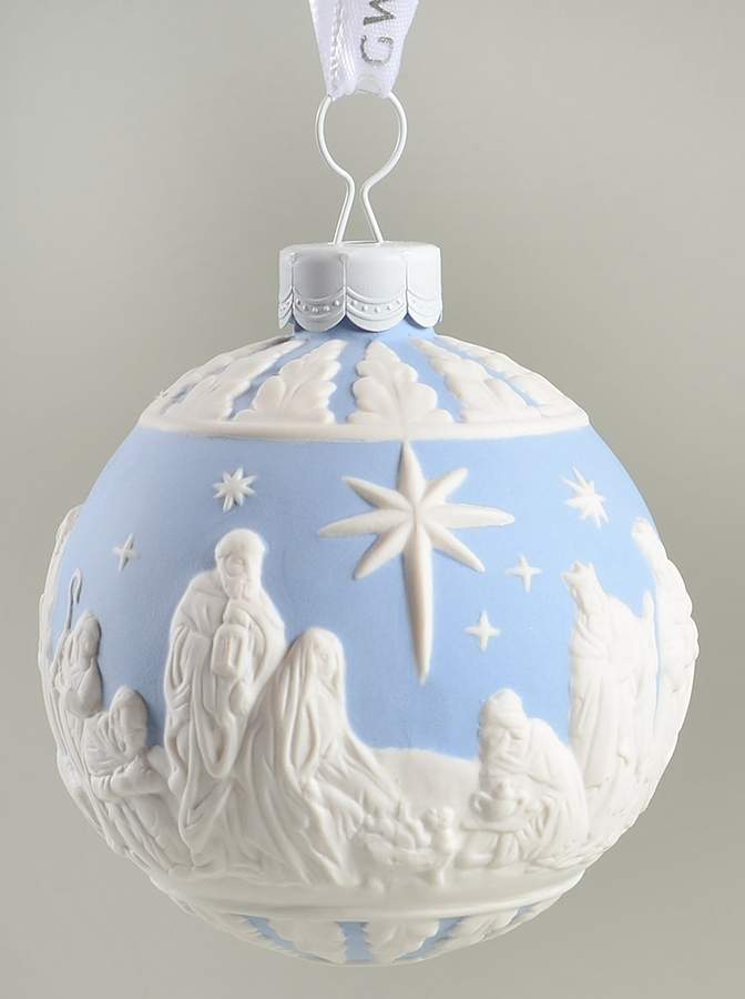 Jasperware Ball Ornaments Nativity - Blue - Boxed by Wedgwood-1