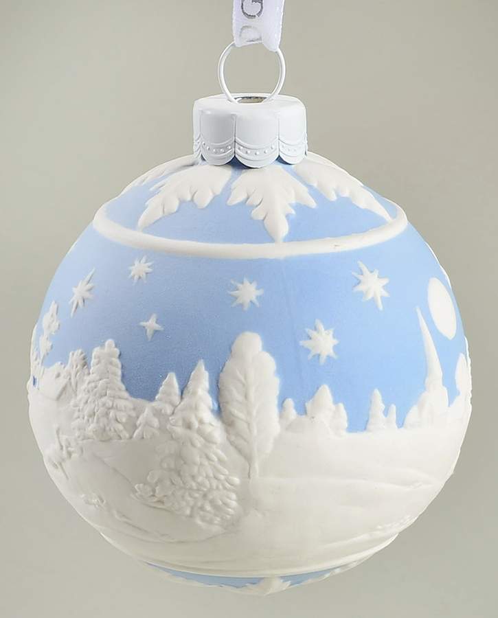 Jasperware Ball Ornaments Building A Snowman - Blue - No Box by Wedgwood-1