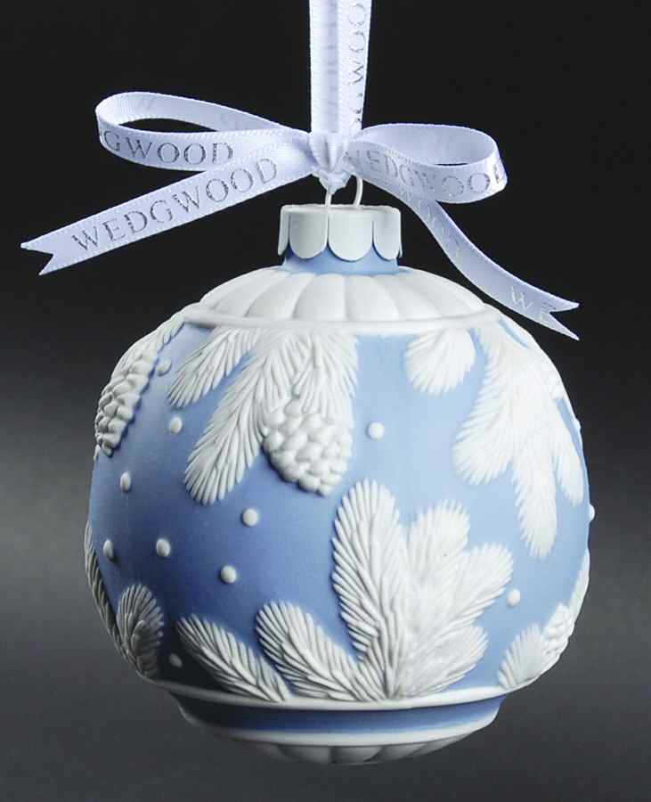 Jasperware Ball Ornaments Pine Cone-Blue - Boxed by Wedgwood-1