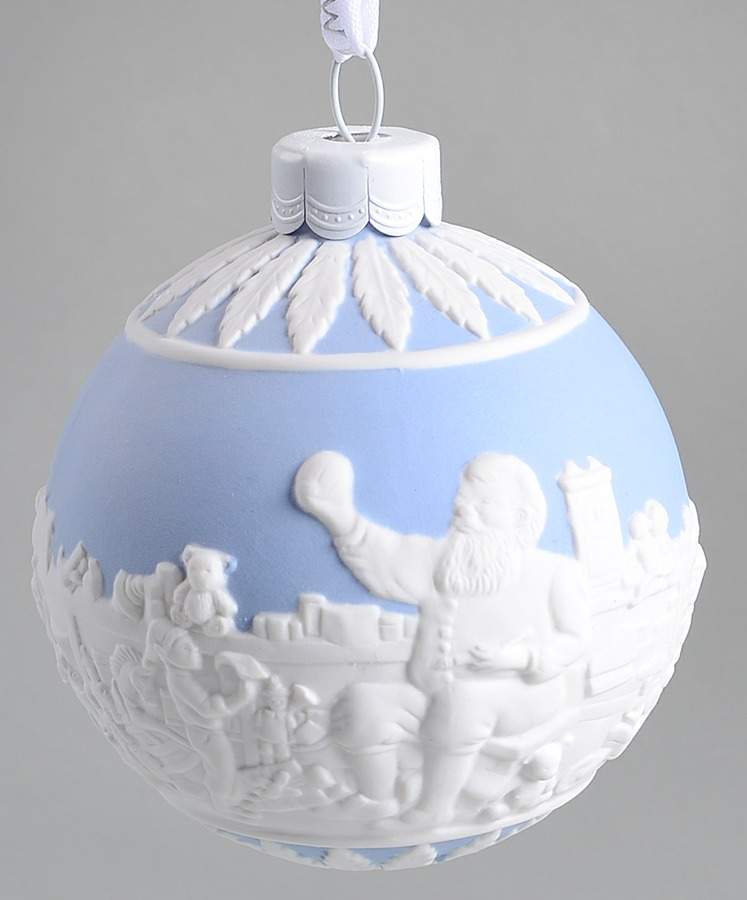 Jasperware Ball Ornaments Santa's Workshop Blue - Boxed by Wedgwood-1