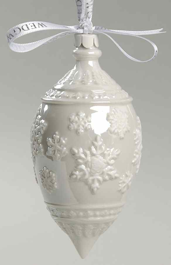 Jasperware Ball Ornaments Snowflake-White Luster - Boxed by Wedgwood-1