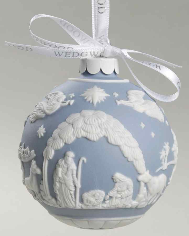 Jasperware Ball Ornaments Nativity Scene-Blue - Boxed by Wedgwood-1