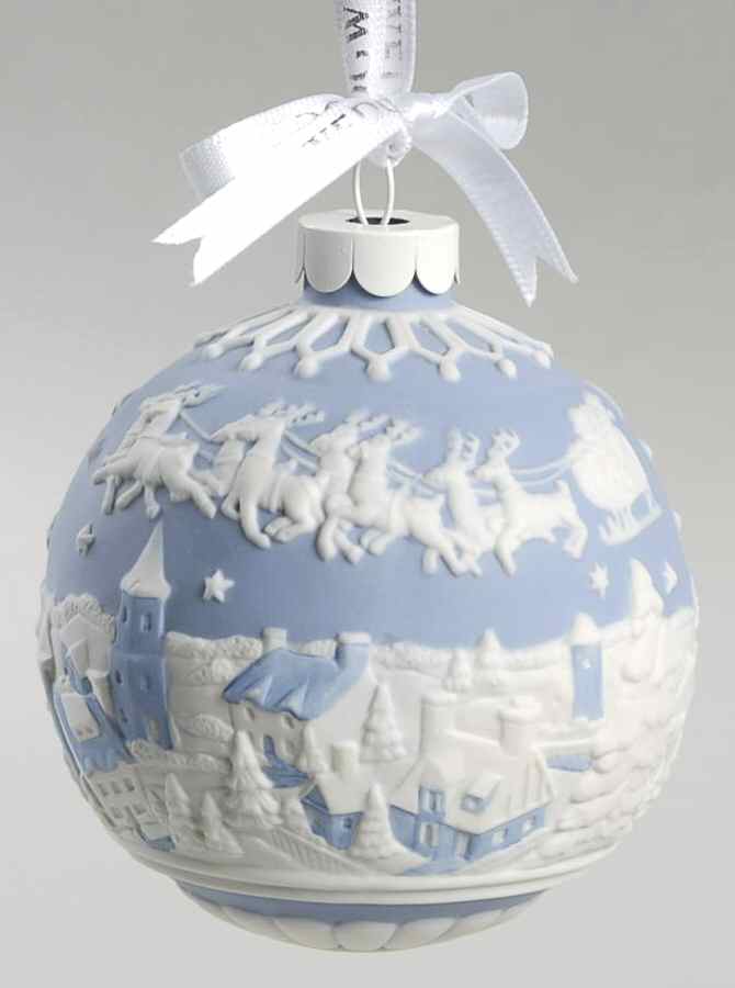 Jasperware Ball Ornaments Santa In Flight-Blue - Boxed by Wedgwood-1