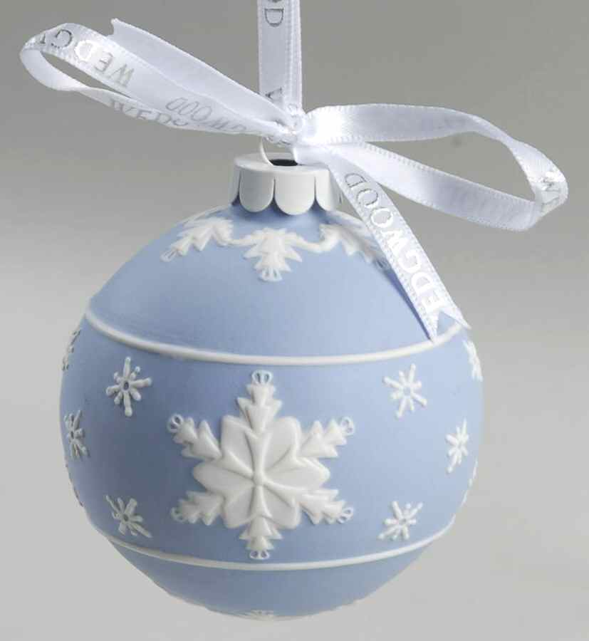 Jasperware Ball Ornaments Snowflake Ball-Blue-Round - No Box 42 by Wedgwood-1
