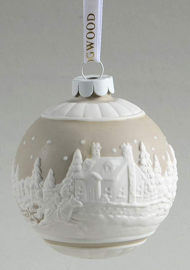 Jasperware Ball Ornaments Sleigh Ride-Tan - Boxed by Wedgwood-1