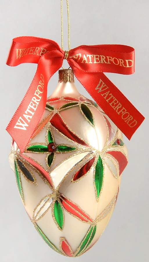 Red, Green on Champagne, White, Gold Renaissance Starburst Egg - No Box by Waterford Crystal-1