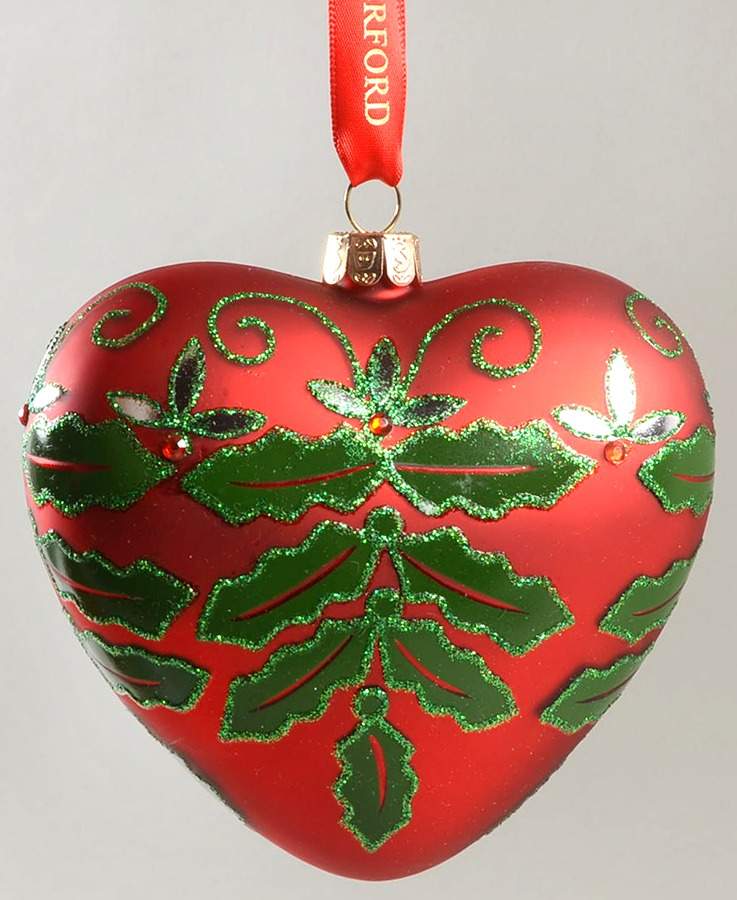 Holiday Heirloom Red, Green, Gold Holly Jolly Heart - No Box by Waterford Crystal-1