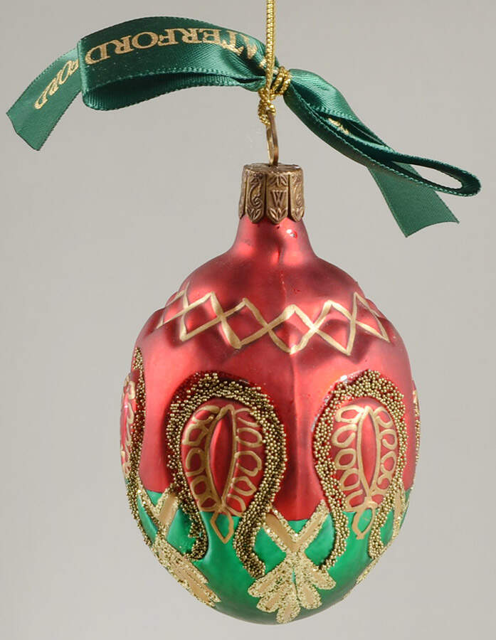 Holiday Heirloom Red, Green, Gold Peacock Egg - Boxed by Waterford Crystal-1