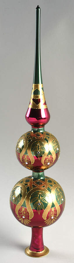 Tree Toppers-Blown Glass Maharaja Peacock-Red,Green,Gold - No Box by Waterford Crystal-1