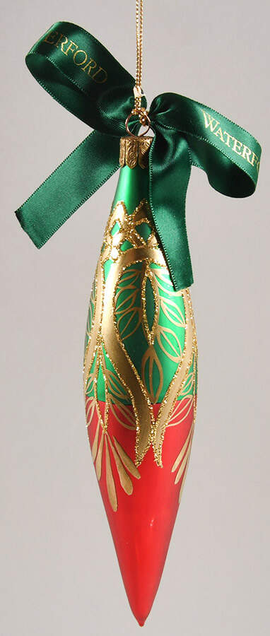 Holiday Heirloom Red, Green, Gold Peacock Grande Icicle - Boxed by Waterford Crystal-1