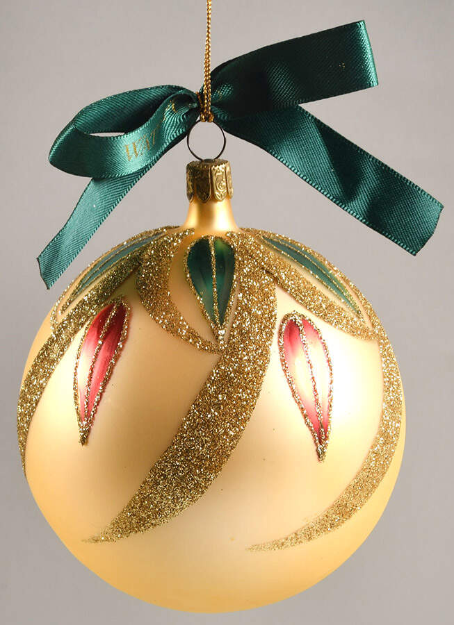 Red, Green on Champagne, White, Gold Lucerne Gold Ball - No Box by Waterford Crystal-1