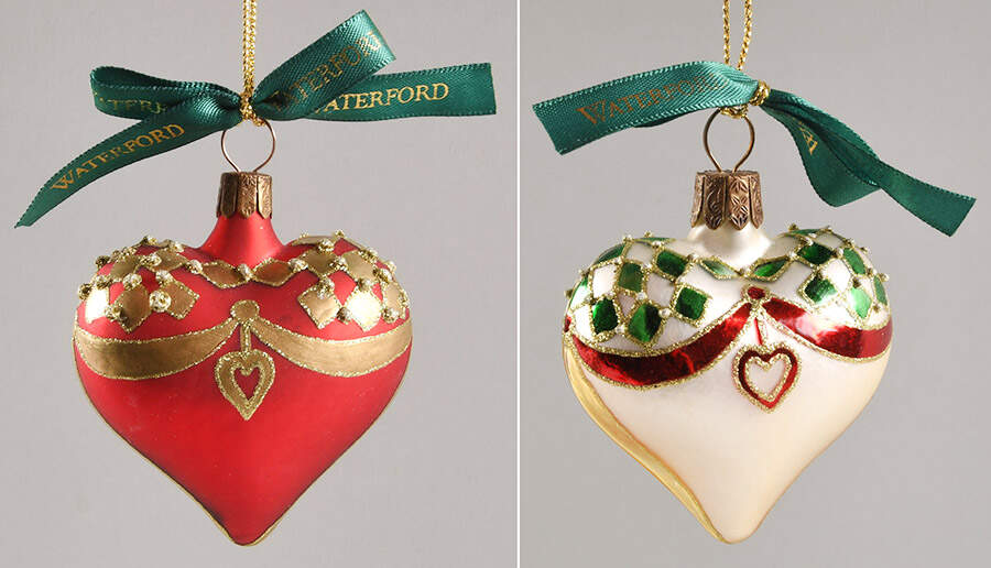 Holiday Heirloom Red, Green, Gold Holiday Mini Love Hearts(Set/ 2) - Boxed by Waterford Crystal-1