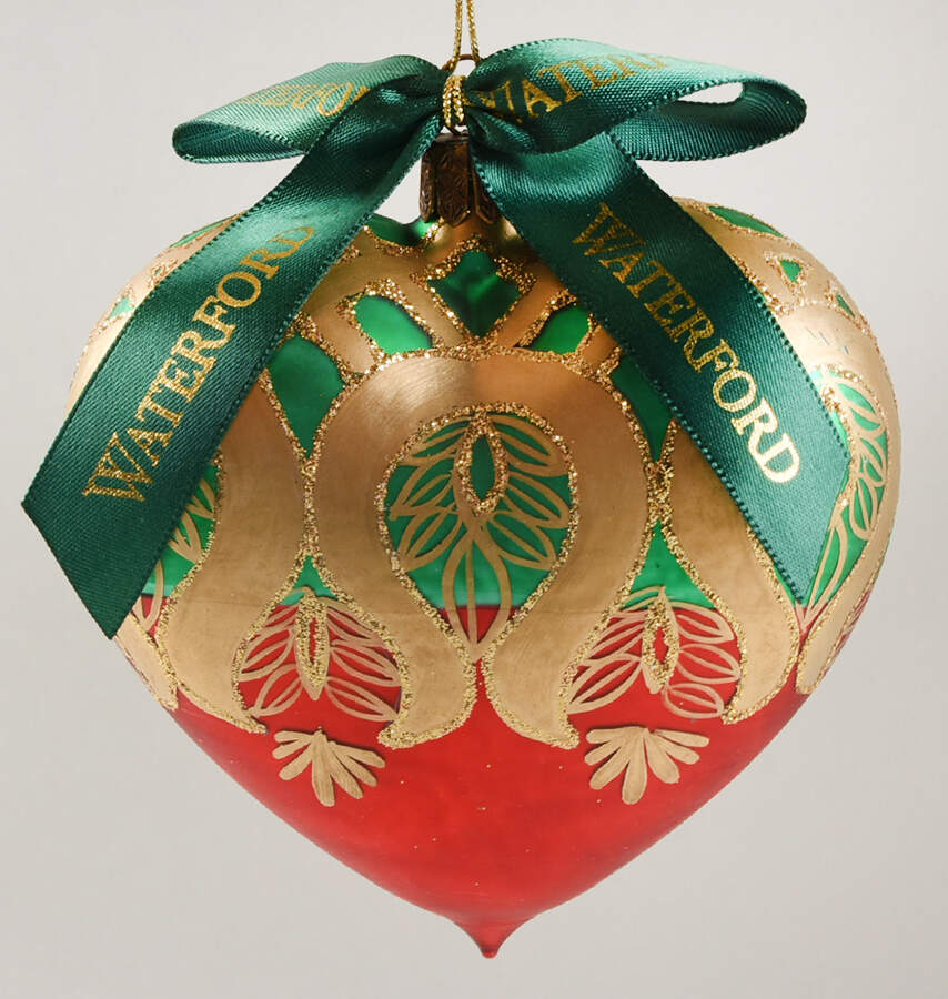 Holiday Heirloom Red, Green, Gold Peacock Grande Heart - Boxed by Waterford Crystal-1