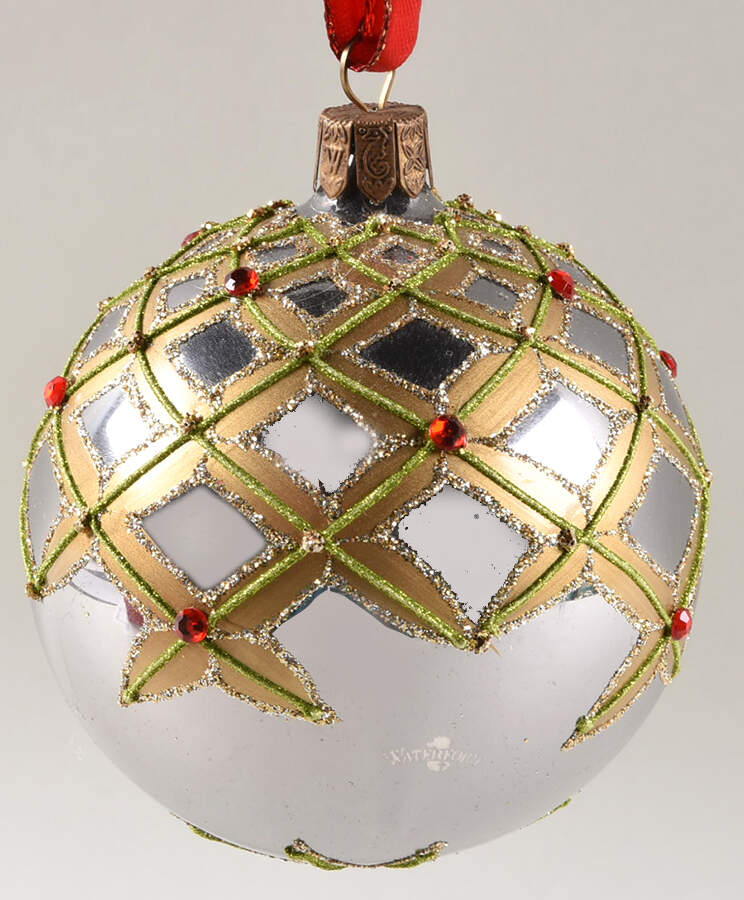 Red, Green on Champagne, White, Gold Ball-Gold,Silver,White,Red Crystals - No Box by Waterford Crystal-1
