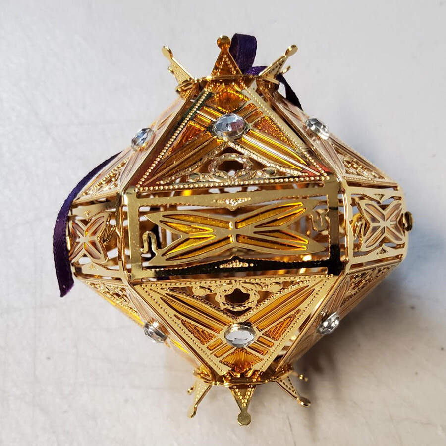 Brass and Enamel Ornaments Edwardian Diamond Top - With Box by Waterford Crystal-1