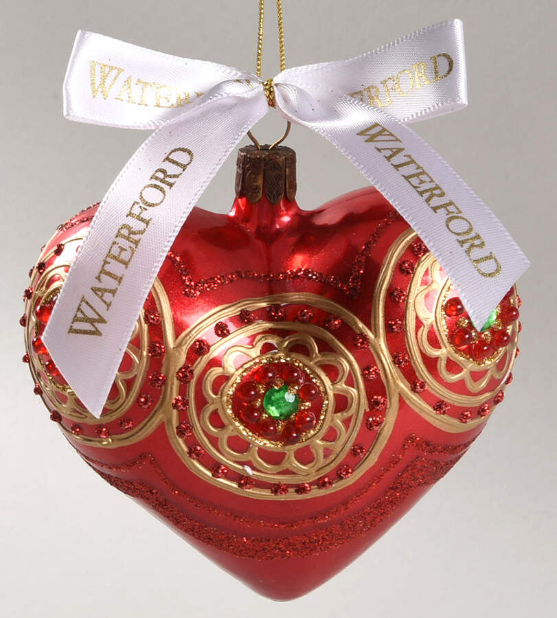 Holiday Heirloom Red, Green, Gold Adorned Crimson Heart - Boxed by Waterford Crystal-1