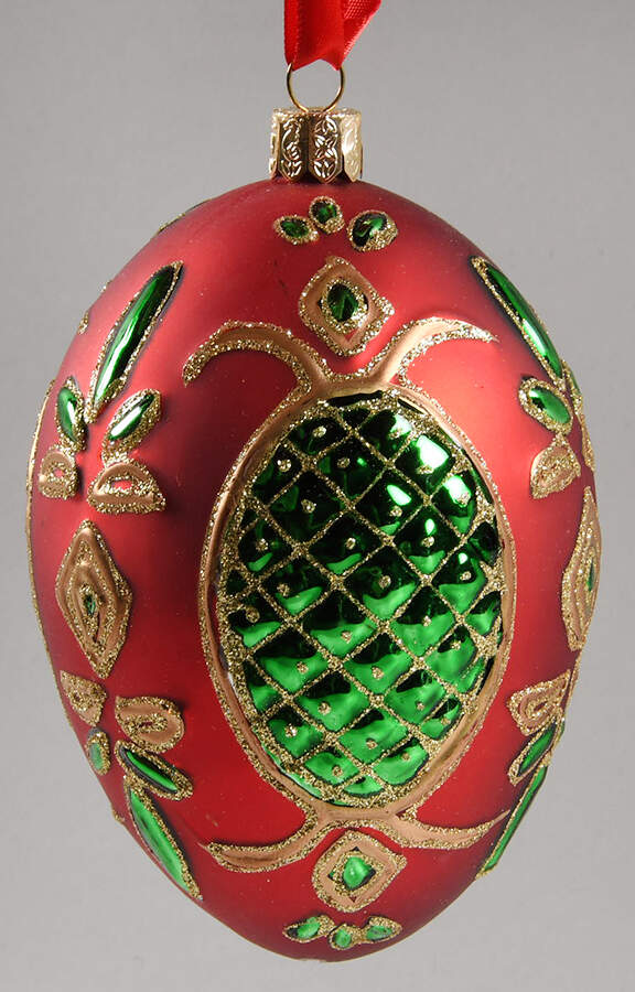 Holiday Heirloom Red, Green, Gold Hospitality Egg - Boxed by Waterford Crystal-1