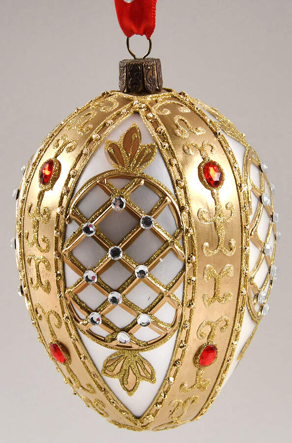 Opulence-Gold, Silver, White, Champagne Golden Lace Egg - Boxed by Waterford Crystal-1